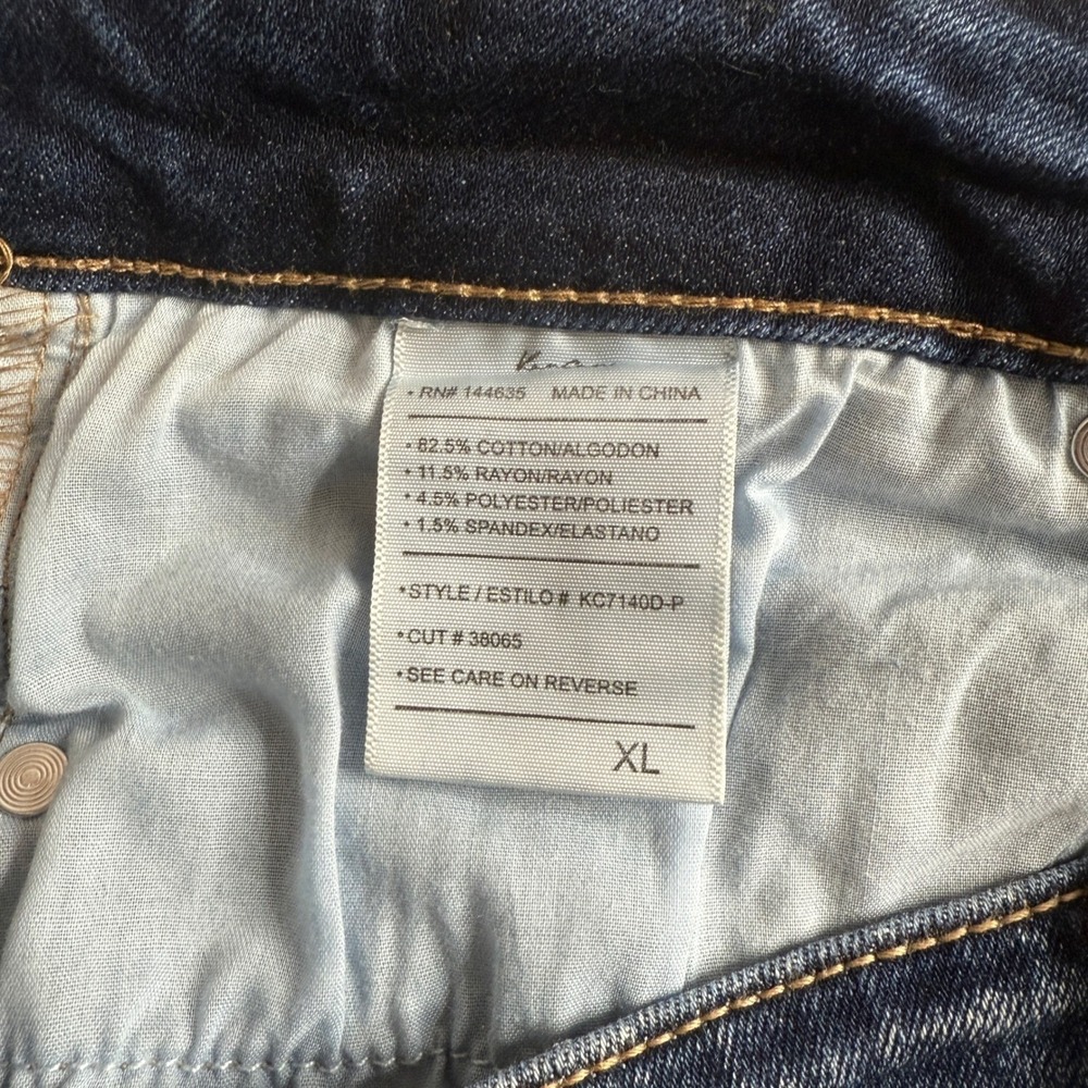 Kancan High Rise Skinny Jeans Womens XL Dark Blue Distressed Frayed Hem - Picture 7 of 9